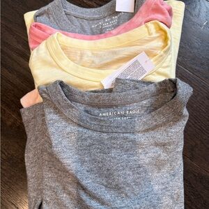 American Eagle Lot of Soft Tees - Gray, Pink, Yellow NWT. Small